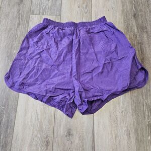 Vintage Made In Usa Running Shorts Hotpants Size Large Purple Windbreaker Lined
